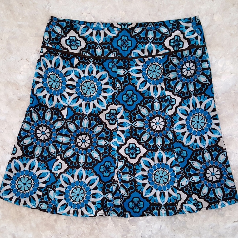 Ann Taylor Floral Print Pleat A-Line Skirt Size 12